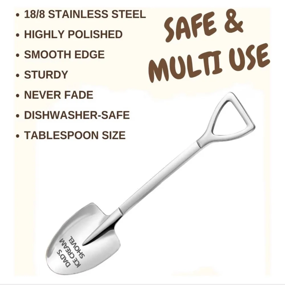 NEW Set of 4 Fathers Day Ice Cream Shovel Funny Engraved Stainless Steel